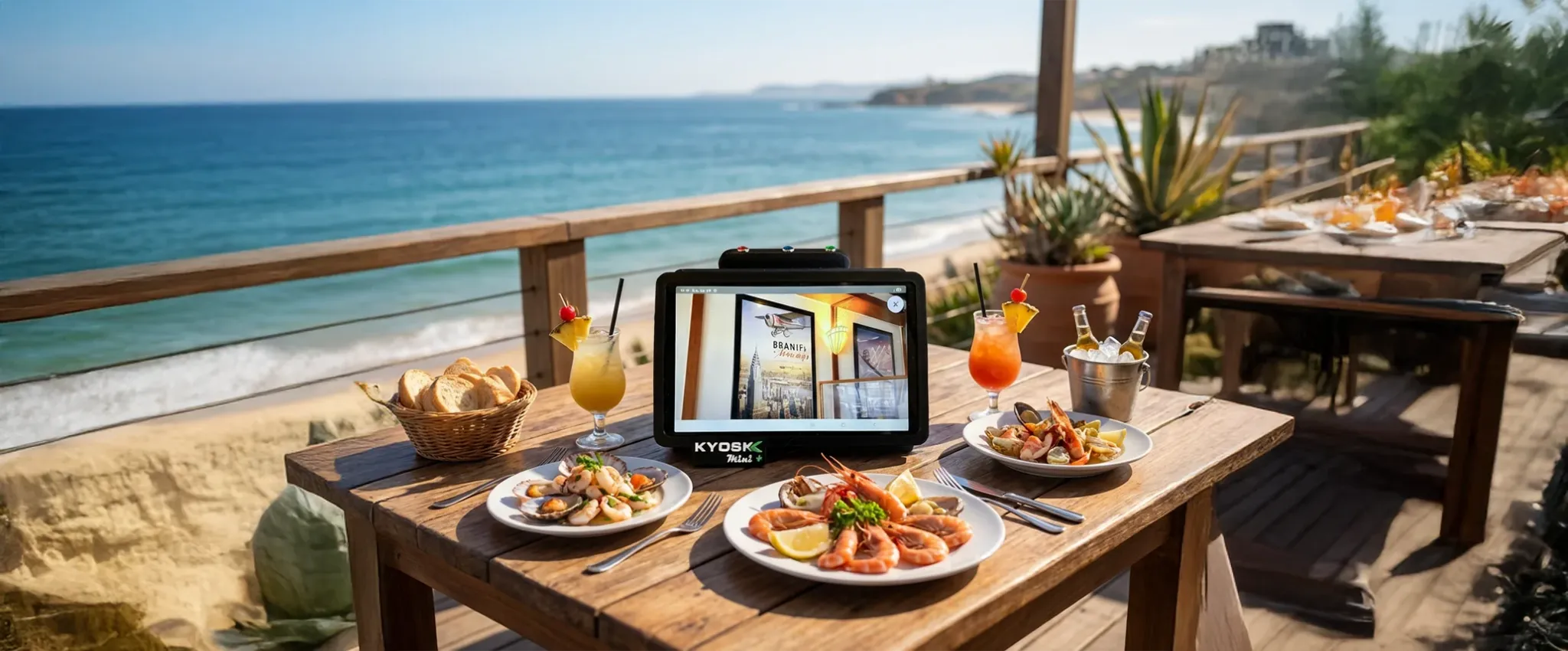 Kyosk Mini on beach restaurant table