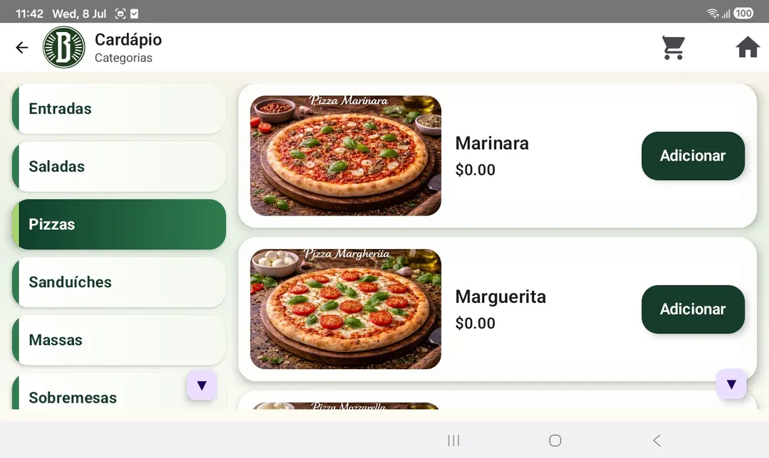 Kyosk cart and order screen